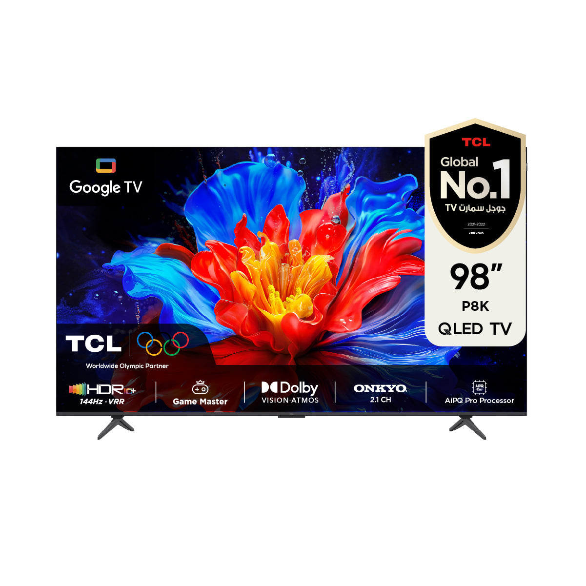 TCL P8K 98" QLED TV 4K 144Hz VRR HDR 10+ Onkyo Sound Game Master