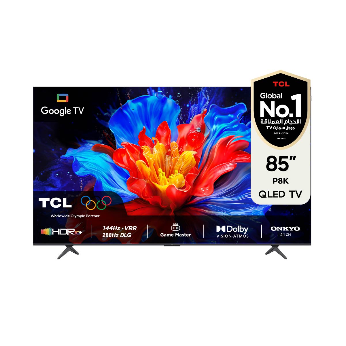 TCL P8K 85" QLED TV 4K 144Hz VRR HDR 10+ Onkyo Sound Game Master