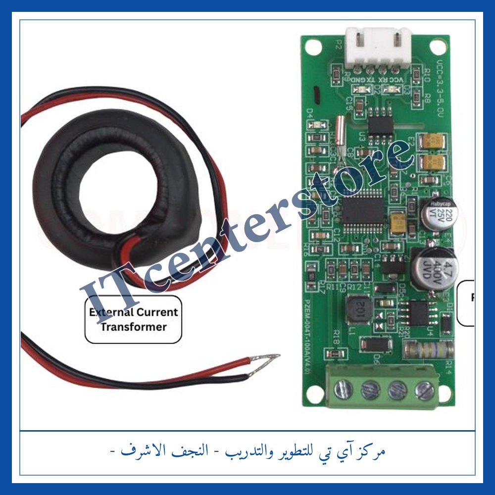 PZEM-004T 100A Power Energy Monitor with CT (80–260V, cover) | مديول قياس طاقة PZEM-004T ‏100A مع محول تيار وغطاء