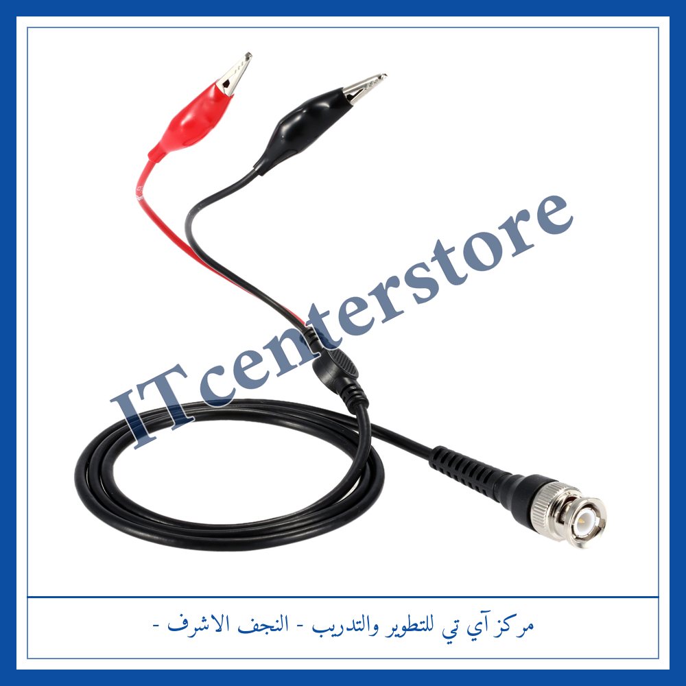BNC Male to Dual Alligator Clip Oscilloscope Cable | كيبل اوسلوسكوب BNC ذكر الى كباستين تمساح