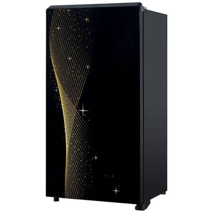 ثلاجه 7 هاير HR-225 MSB باب واحد 180لتر اسود زجاج نقشه زرقاء