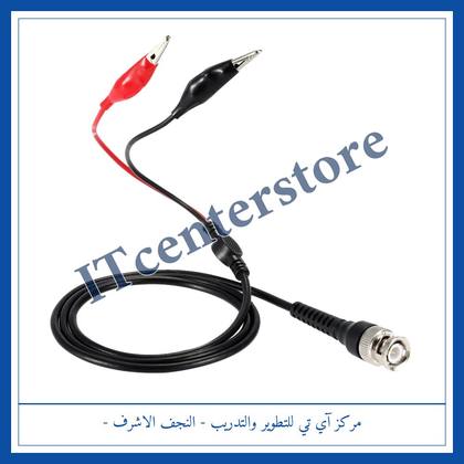 BNC Male to Dual Alligator Clip Oscilloscope Cable | كيبل اوسلوسكوب BNC ذكر الى كباستين تمساح